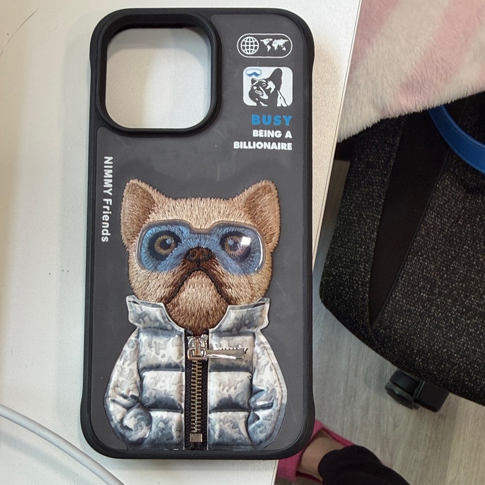 Black Dog Embroidered Phone Case